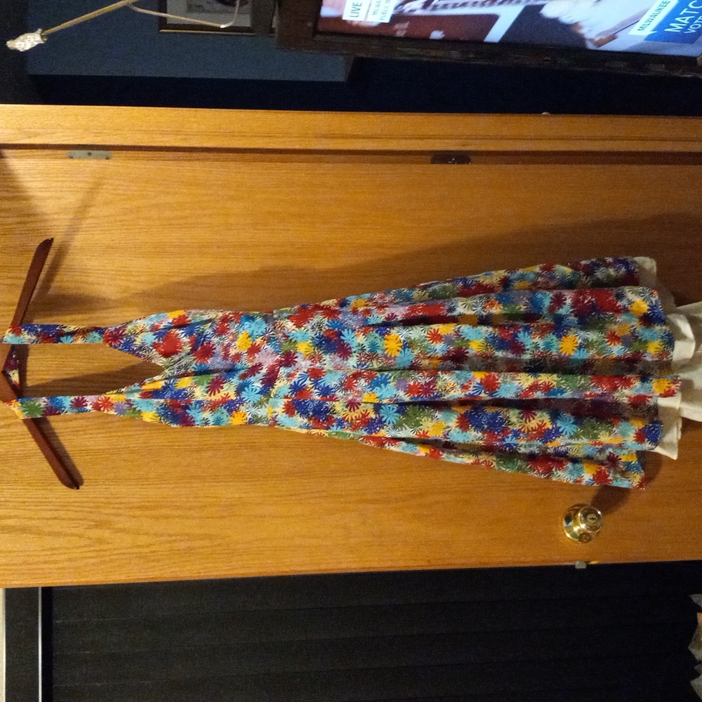 Womens due per due veste dress silk halter open back flowered colorful belted